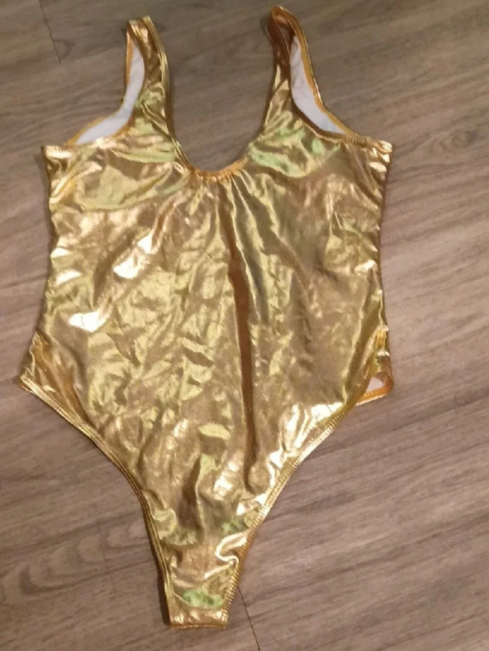 Girls Metallic Gold One-Piece Swimsuit
